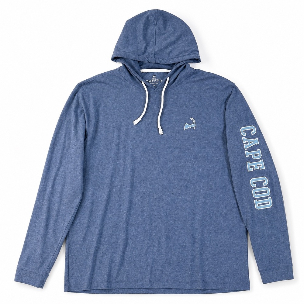 Cuffy's Cape Cod Hoodie Mens 2XL Cotton Coastal‎ Prep Pullover Lightweight Blue